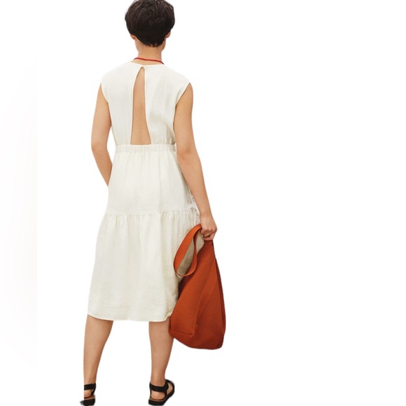 Everlane The Linen Open Back Dress Sz 6 Cream - Picture 7 of 14